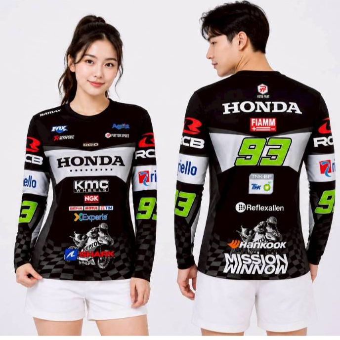 เสื้อกีฬาพิมพ์ลาย L45-Honda KMC 93 เสื้อกีฬาแขนยาว