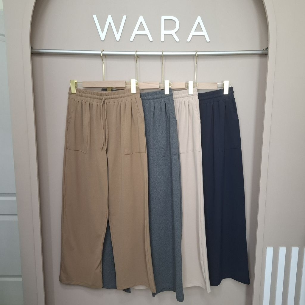 [ U52 ] WARA กางเกงขากระบอก กระเป๋าปะหน้า มีเชือก