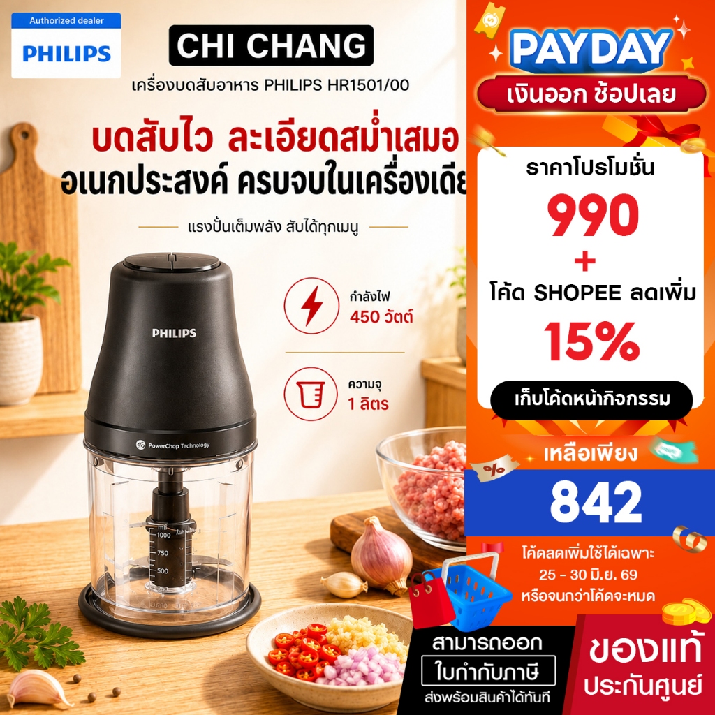 Philips Chopper เครื่องบดสับฟิลิปส์ HR1501/00