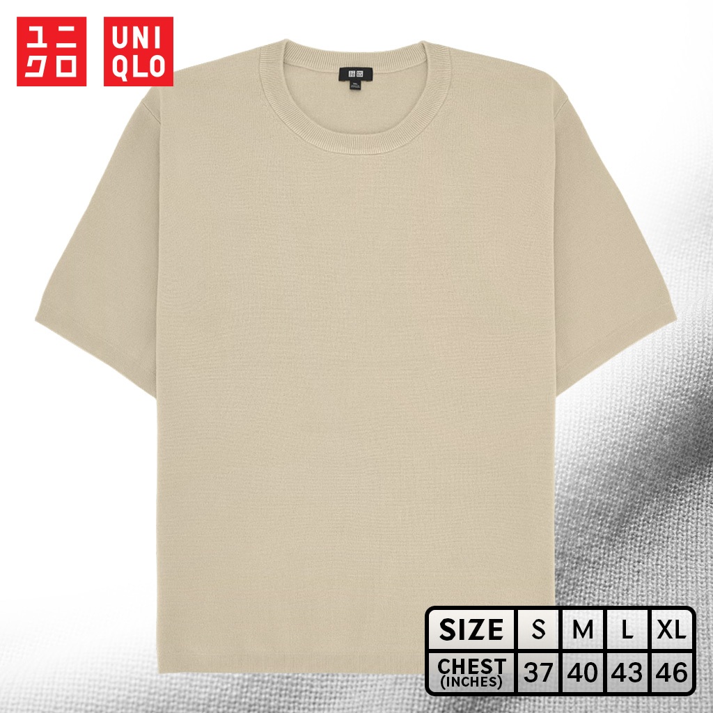 เสื้อยืดแขนสั้นผ้าถัก Uniqlo - Milano Ribbed Knitted 31 Beige