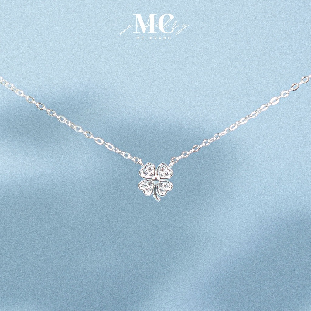 MCbrand.Jewelry สร้อยคอเงินแท้ 92.5% รุ่น Lucky Clover สร้อยใบโคลเวอร์ [แถมกล่อง+ใบประกัน] ใส่ติดตัวได้ ไม่ลอก