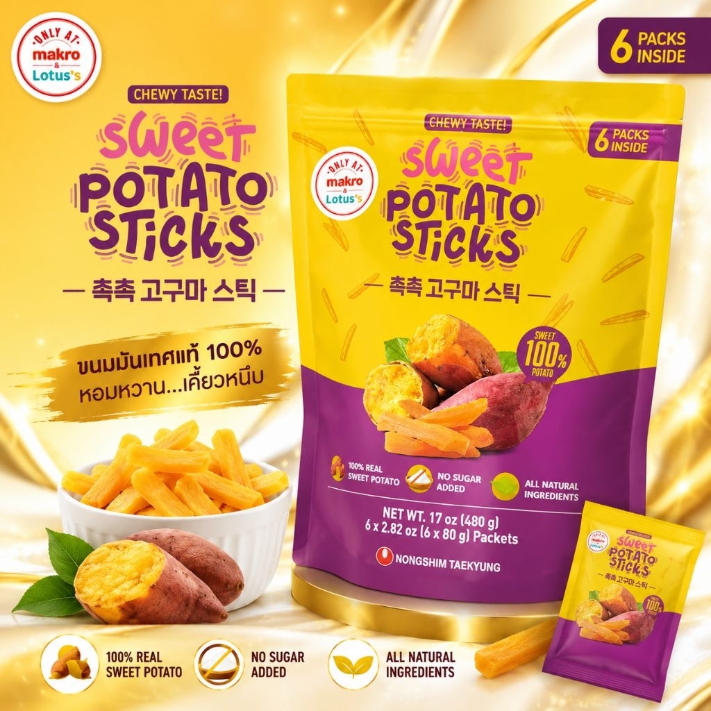 Sweet Potato Sticks 480g (มันหวานอบแบบแท่ง)