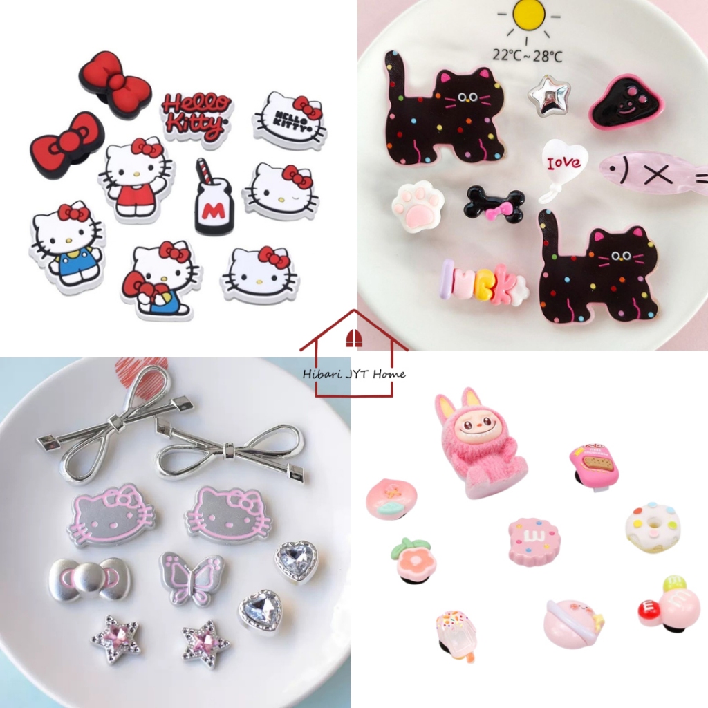ลายใหม่ ตัวติดรองเท้า ชุดเซทอะไหล่ติดรองเท้า Diy การ์ตูน 1เซท ติดได้ 2 ข้าง