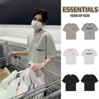ส่วนลด 50% Fear of God Essentials SS22 T-Shirt Logo กำมะหยี่ เสื้อยืดโอเวอร์ไซส์