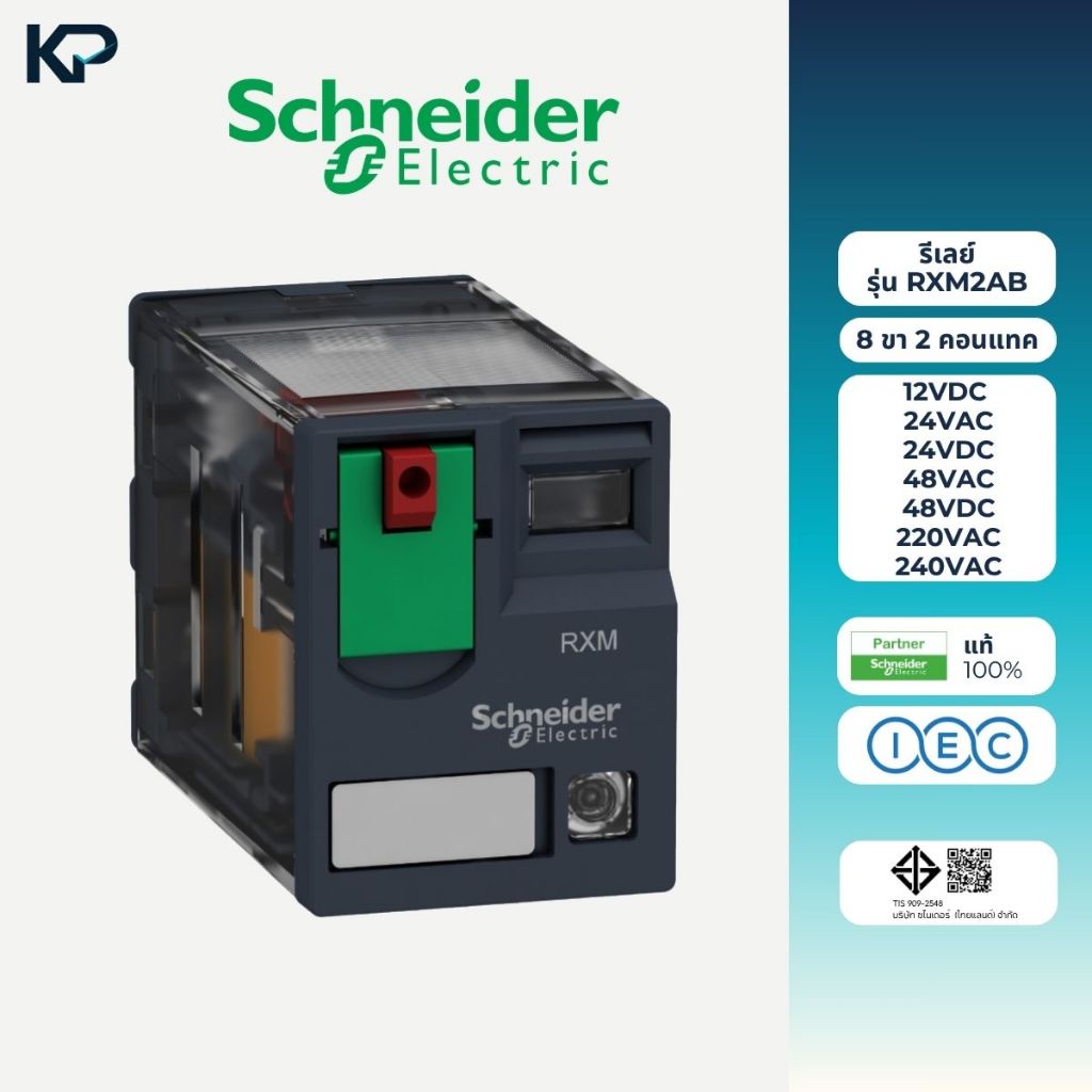 Schneider Miniature Plug in Relays รุ่น RXM2AB Series รีเลย์ 8ขา 2คอนแทค 12VDC 24VAC 24VDC 48VAC 48VDC 220VAC 240VAC