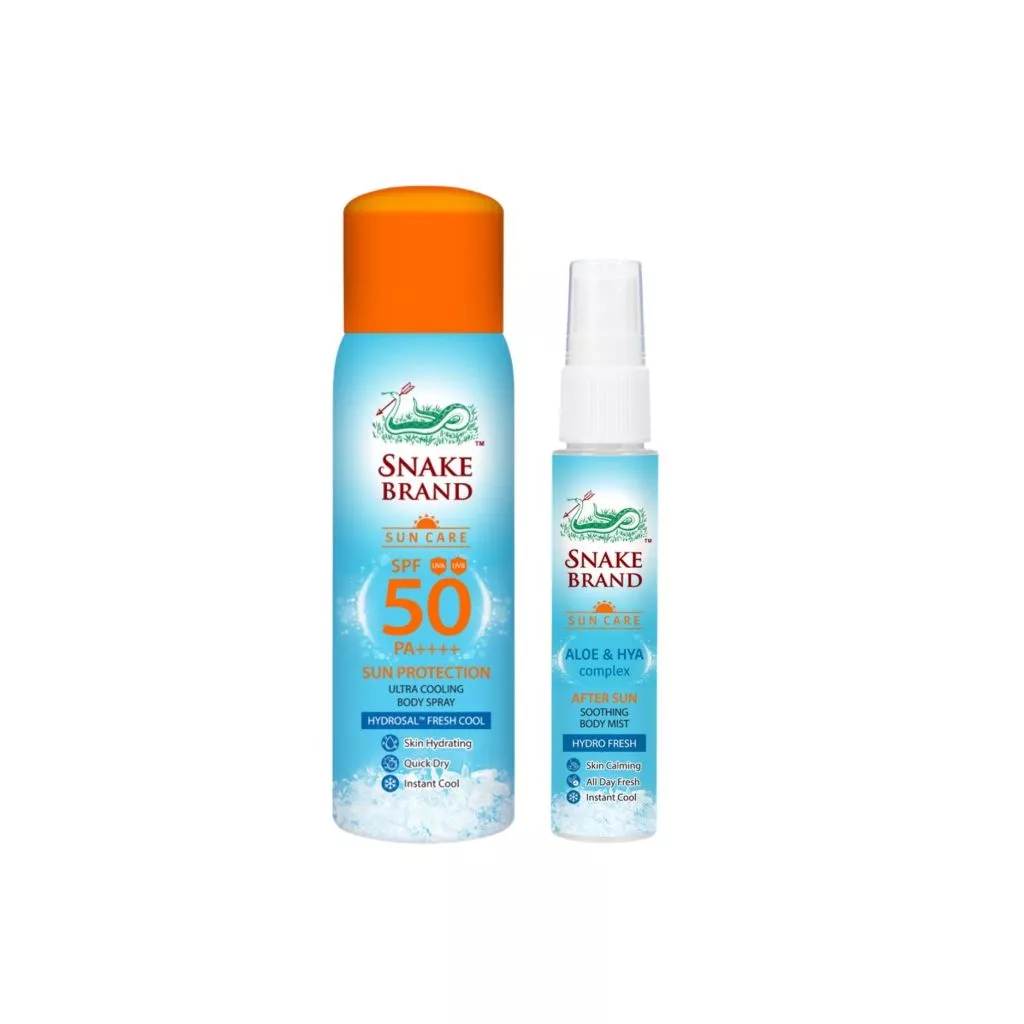**ของแถม FREE ไม่จำหน่าย**Snake Brand Cooling Spray Sun Protection 100ml. x1+After Sun Body Mist 30ml. x1