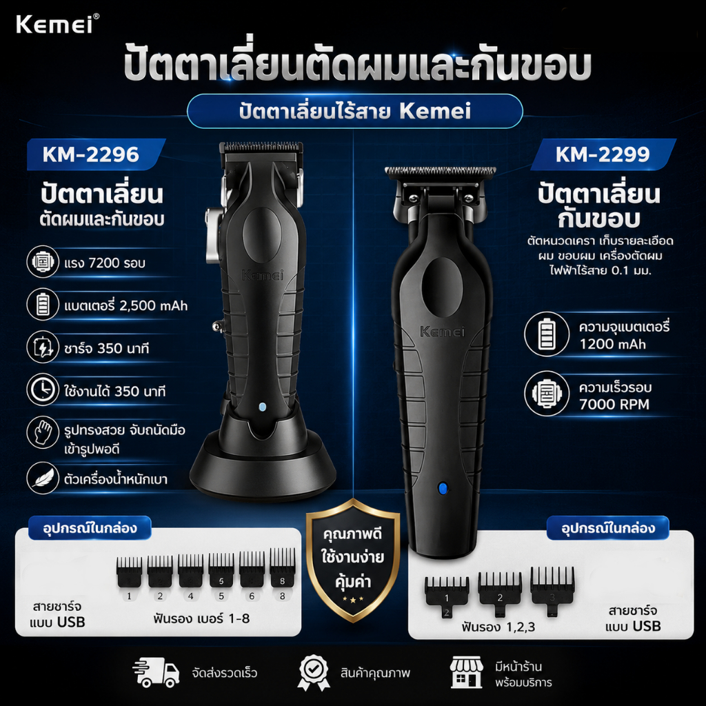 ปัตตาเลี่ยน Kemei ตัวตัดและกันขอบ เซ็ตคู่ km2296และ km2299