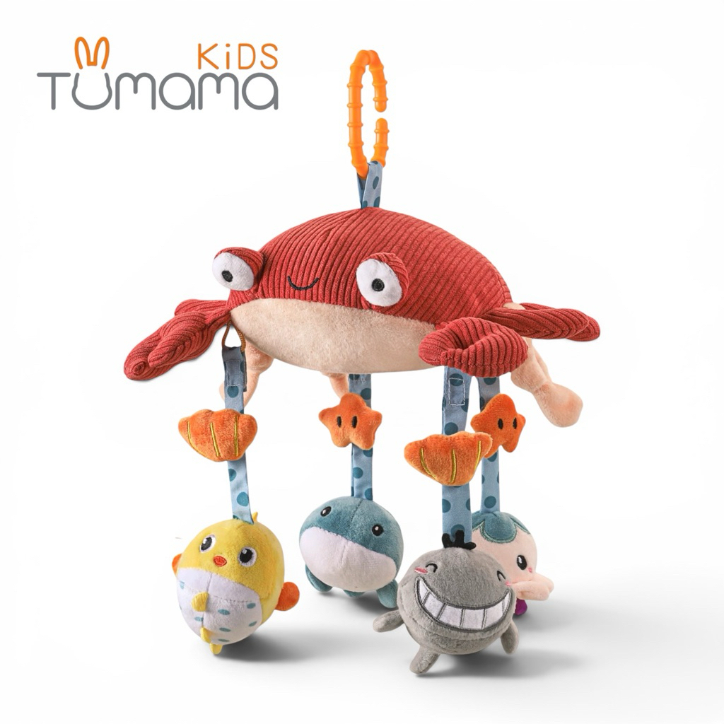 Tumama Kids Ocean Crib Mobile with Hanging Plush Toys and Mirror for Nursery