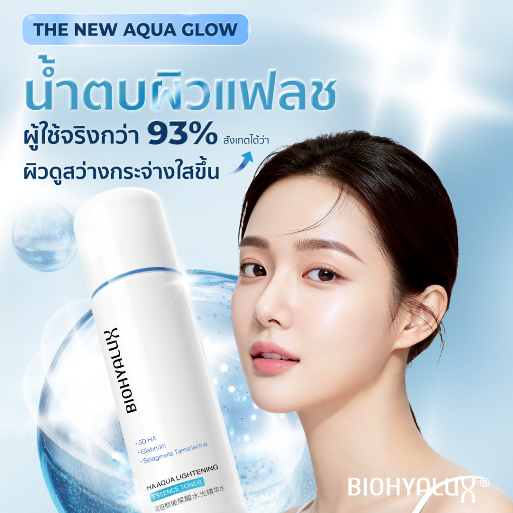 [ใหม่] น้ำตบผิวแฟลช Biohyalux - HA Aqua Lightening Essence Toner 120 ML ไบโอไฮยาลักส์ ผิวชุ่มชื้น
