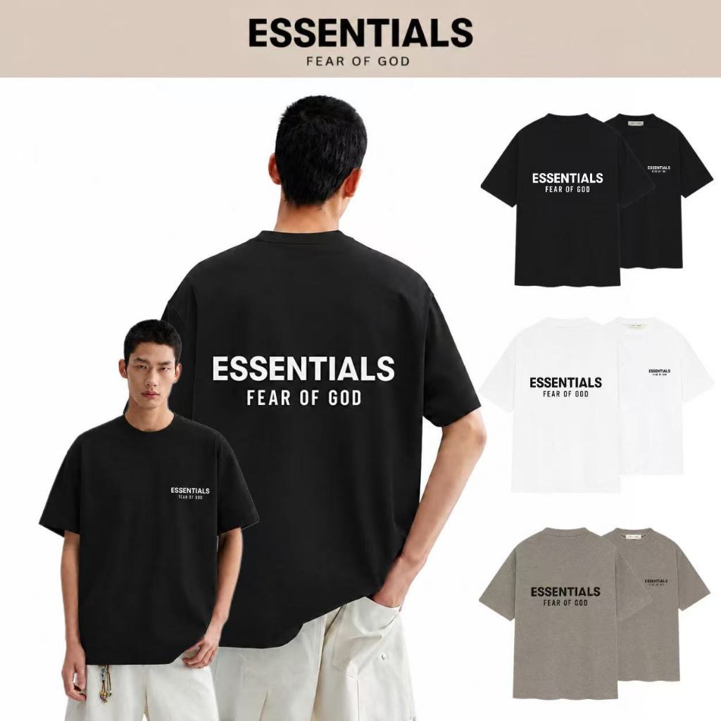 100% Authentic FEAR OF GOD ESSENTIALS SS25 T-Shirt Black Oversized Short Sleeve Tee Unisex Premium S