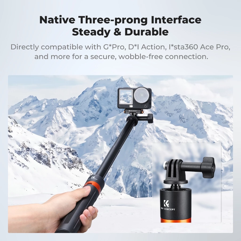 K&F CONCEPT ไม้เซลฟี่ 1.42m tripod Auto-Open&Close for GoPro/Insta360 X5 Ace Pro/DJI OSMO Action thumbnail 4