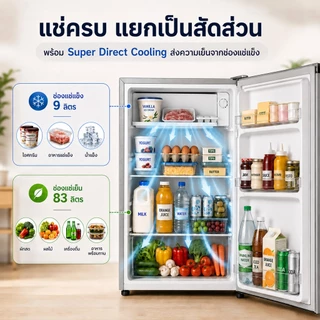 Worldtech ตู้เย็นมินิบาร์ ขนาด 3.3คิว/92 ลิตร ประหยัดไฟ5ดาว รุ่น WT-RF101