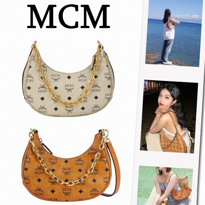 ของแท้ 💯% กระเป๋า กระเป๋าสะพายข้างเท่ๆ MCM Aren Visetos tote bag กระเป๋าสะพายข้างผู้หญิง