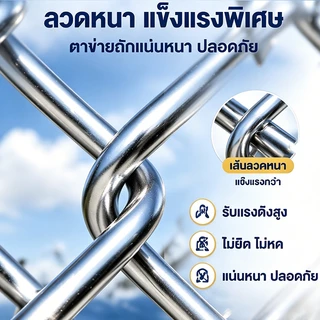 ลวดตาข่ายถัก Chain link Fence ชุบกัลวาไนซ์ กันสนิม ยาว10m(ลวด2.7/3.2mm) เหล็กชุบกัลวา แข็งแรง ล้อมรั้ว ล้อมสวน