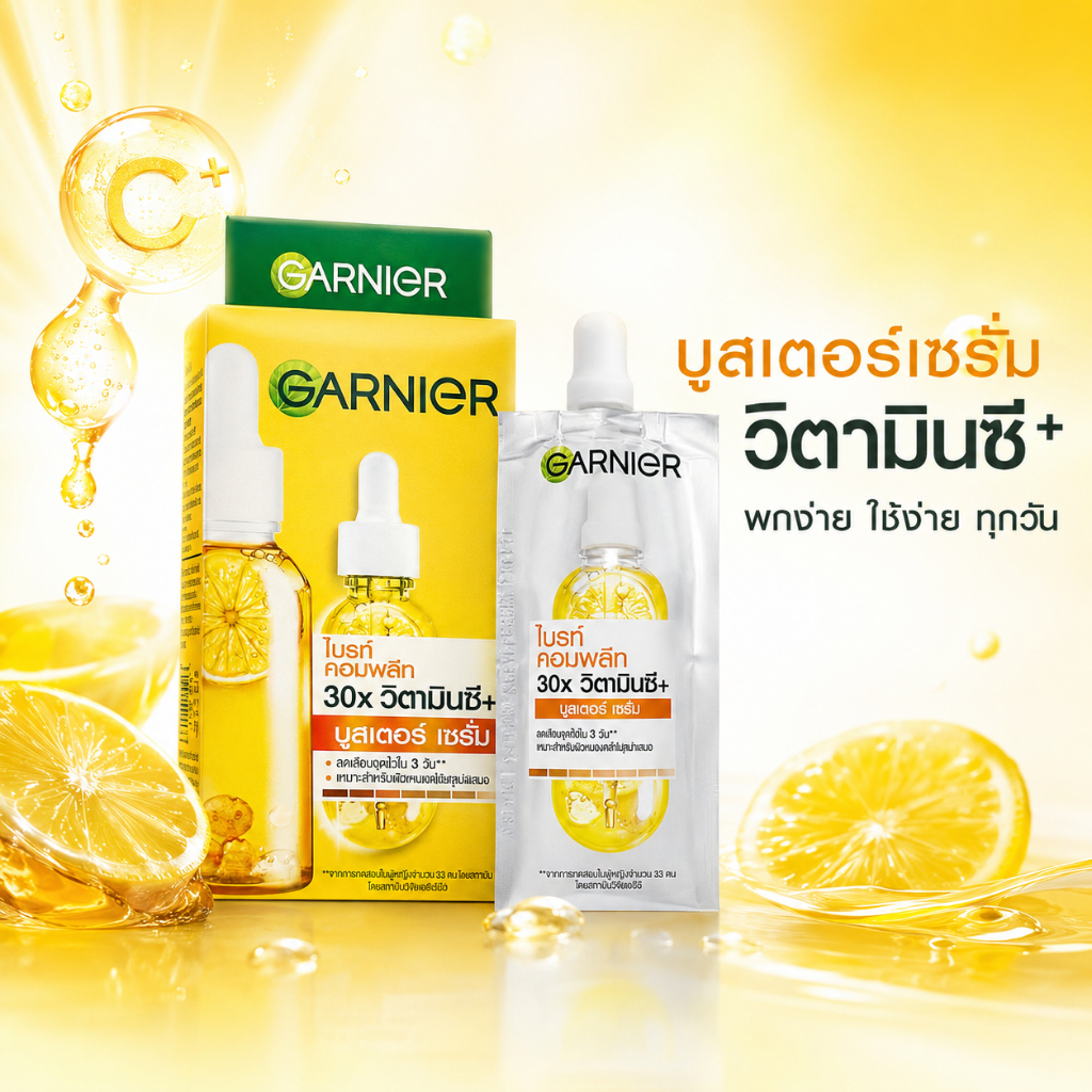 เซรั่ม377 วิตามินซี + กลูตาไธโอน แบบซอง 6 ซอง พกพาสะดวก ลดจุดด่างดำ ผิวขาวใส