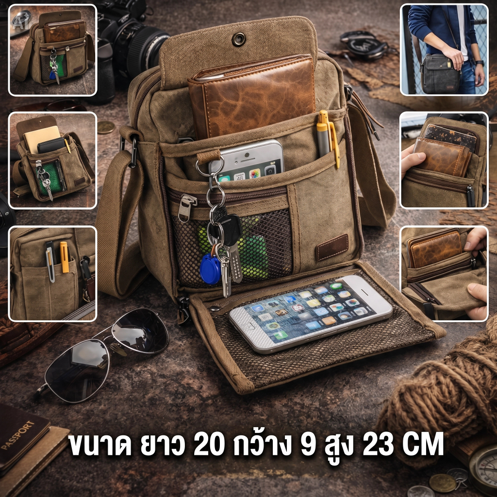 รุ่น NB715 กระเป๋า ผู้ชาย สะพายข้าง สะพายไหล่ ช่องใส่ของเยอะ