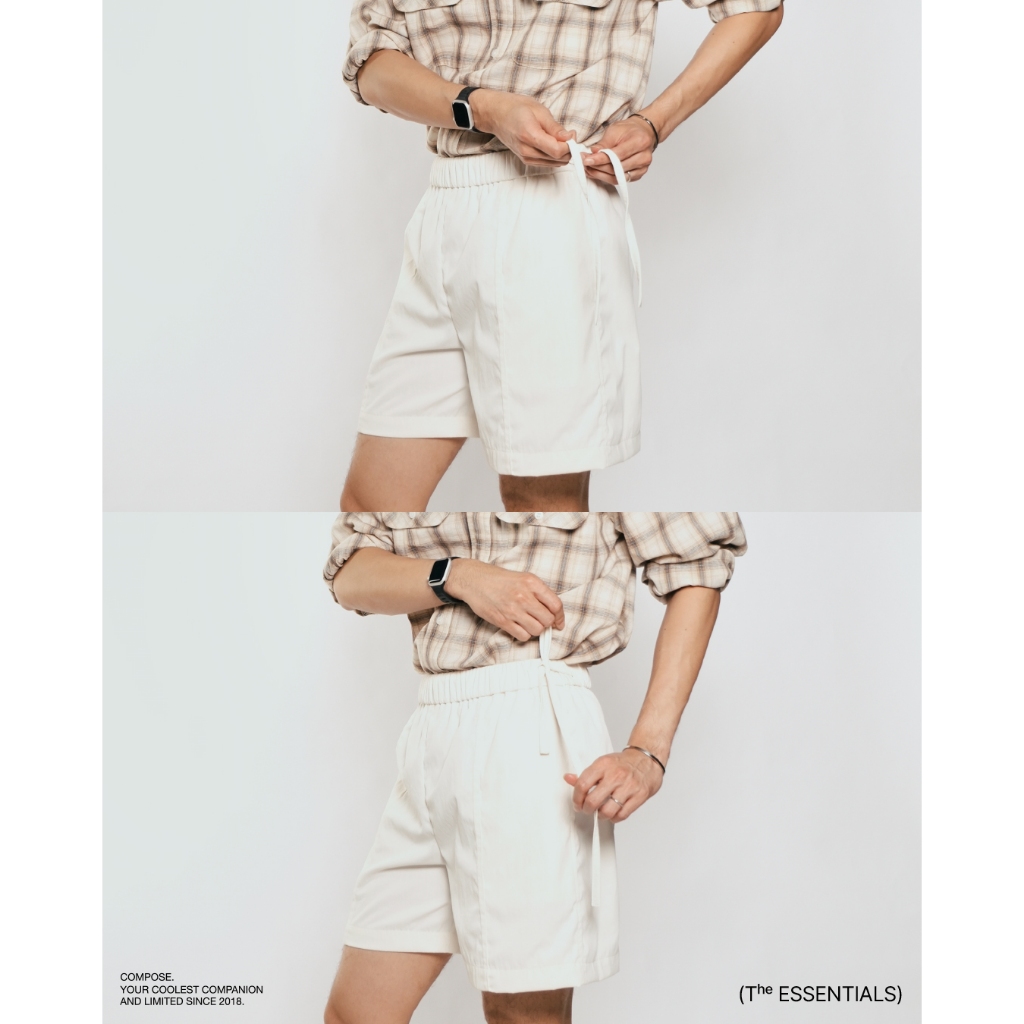 COMPOSE. - Villa’s Shorts in White | กางเกงขาสั้น ทรงสบาย ดีเทลเชือกผูกข้างเอว สีขาว