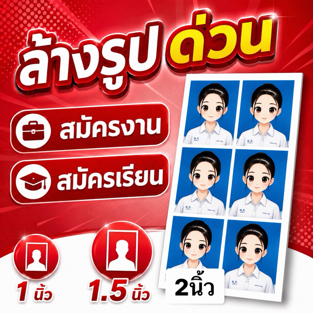 ล้างรูปด่วน  สมัครงาน สมัครเรียน รูปปพ.