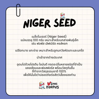 เมล็ดไนเจอร์ (Niger Seed) แบ่งบรรจุ 100 กรัม