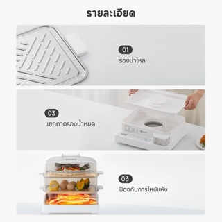 Simplus เครื่องนึ่งไฟฟ้า 3 ชั้น 21L ความจุขนาดใหญ่ 1300W ทำความร้อนพลังงานเข้มข้น ตั้งล่วงหน้า 24 ชั่วโมง DZEG005