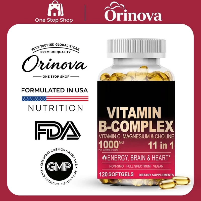 Vitamin B-Complex 11in1 วิตามินรวมบี อาหารเสริม เพิ่มพลังงาน ดูแลสมอง ผิว ผม เสริมภูมิคุ้มกัน [120 แคปซูล]