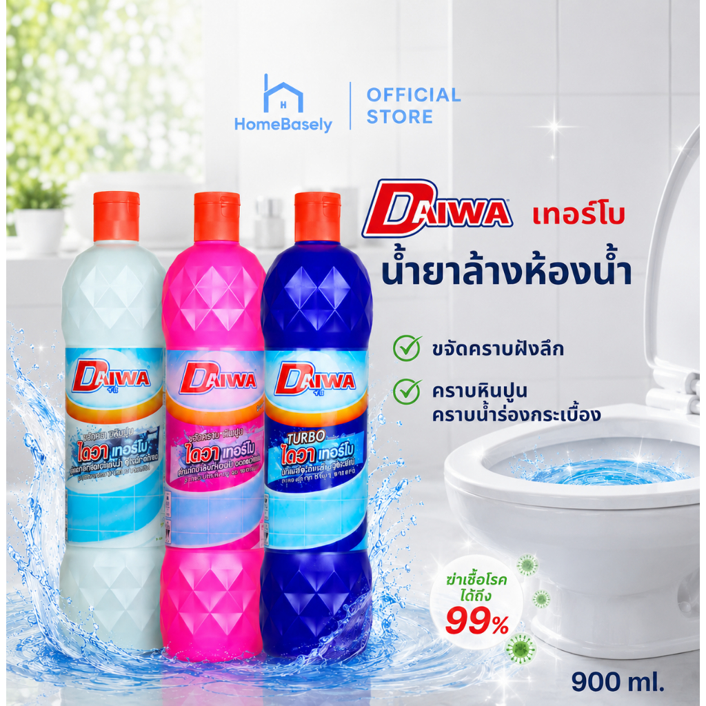 Daiwa ไดวาเทอร์โบ ล้างห้องน้ำขจัดคราบ ฆ่าเชื้อแบคทีเรีย 900 มล.