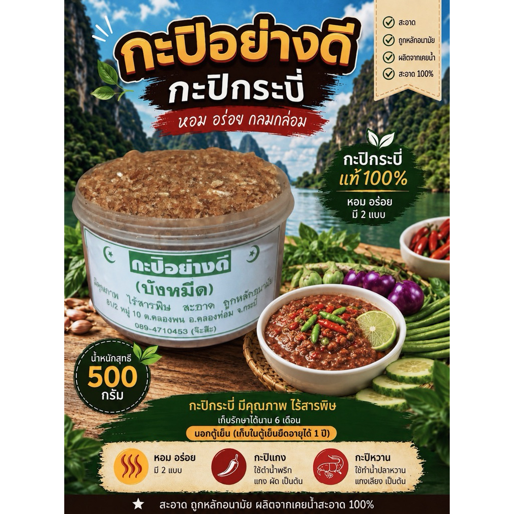 กะปิใต้ (บังหมีด) กะปิกระบี่ มีคุณภาพ ไร้สารพิษ กทม.มีส่งด่วน