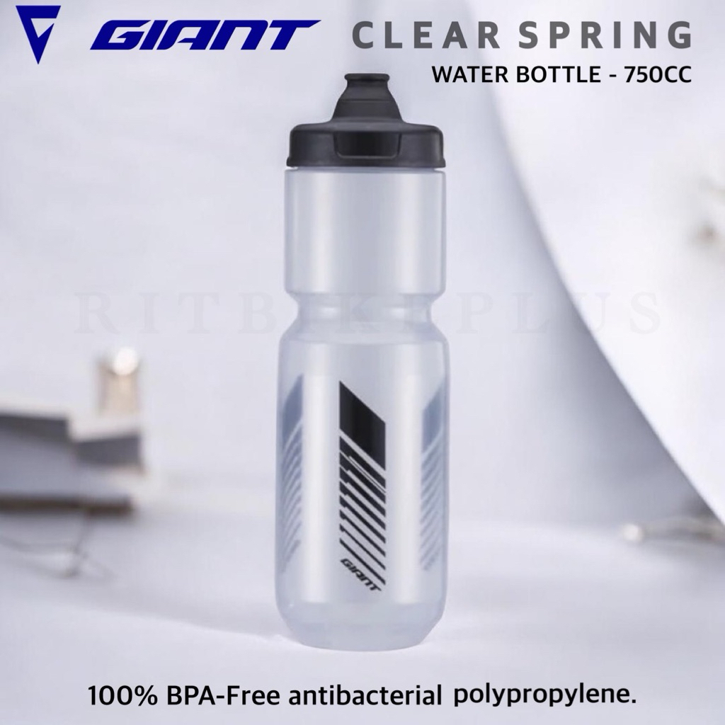 ขวดน้ำจักรยาน GIANT Cleanspring Transparent Water Bottle (600ml)(750ml) ของแท้บริษัท วาล์วรุ่นใหม่ป้องกันการรั่ว