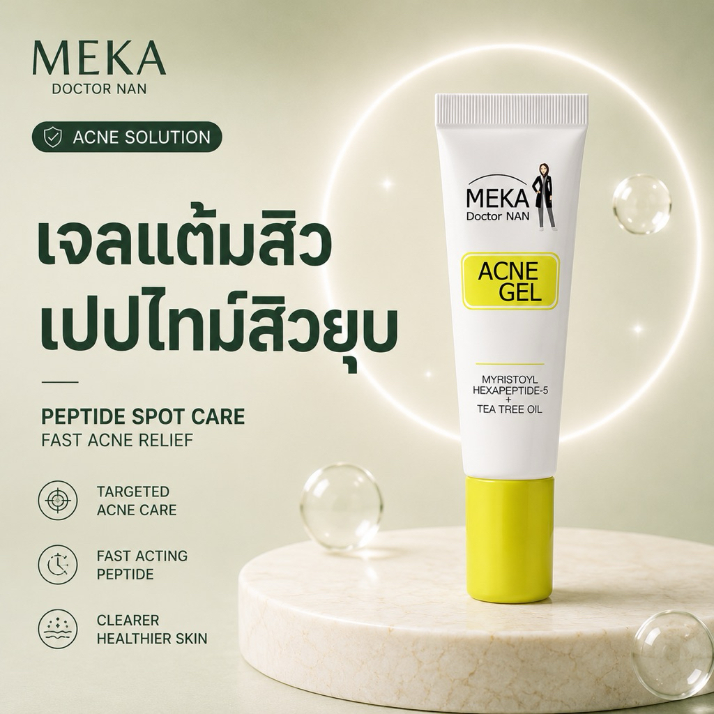 เจลแต้มสิว หลอดฝาเหลืองสูตรเมก้าด็อกเตอร์แนน