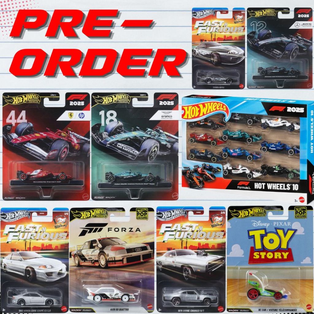 PRE-ORDER Hot Wheels - F1 แพ็ค10, F1 Ferrari, Fast&Furious, Pop Culture เกล 1:64