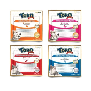 Toro Plus ขนมแมวเลีย โทโร่ พลัส ผลิตจากเนื้อปลาทูน่าเนื้อขาวแท้ ดีต่อสุขภาพ แพ็ค 15g x 25 ซอง