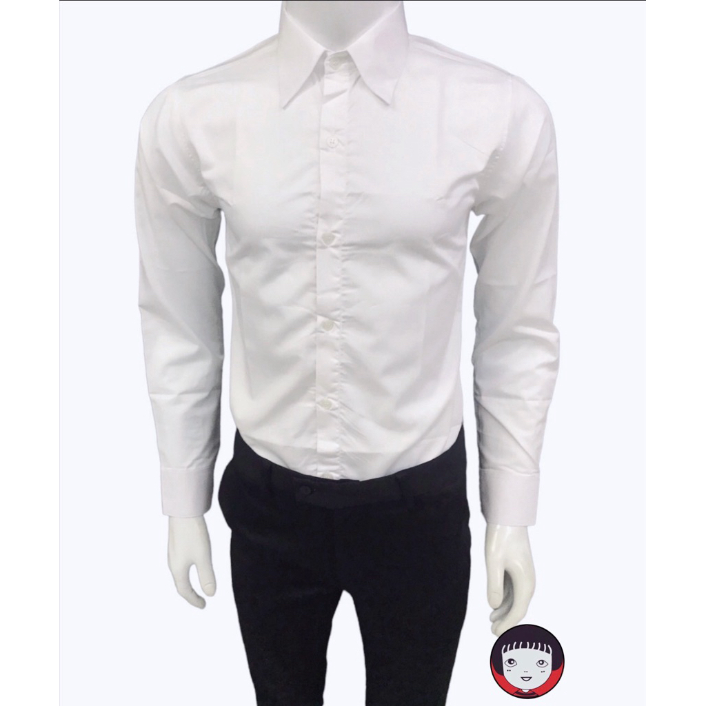 “ขาวนวล slim”เสื้อเชิ้ตแขนยาวผู้ชาย ไม่มีกระเป๋า (อก 36-50นิ้ว)