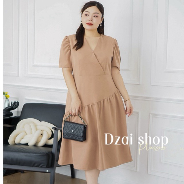 เดรสสาวอวบอ้วนplussize ทำงานออกงานไตล์ลัคชู