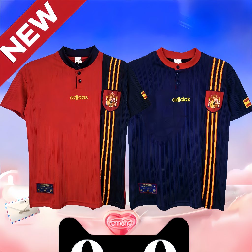 adidas Spain 1996 Home Jersey เสื้อผ้า เสื้อเจอร์ซีย์ 【เป็นของแท้ 100%】