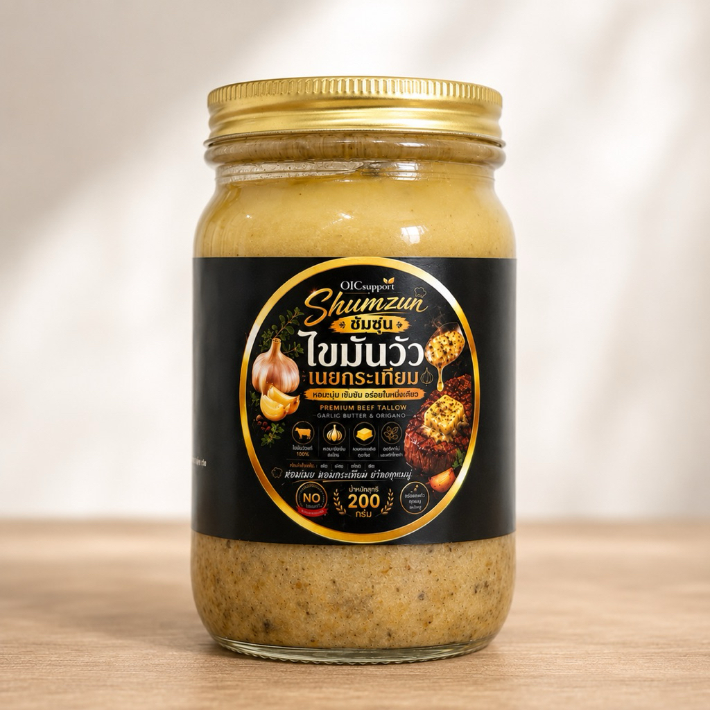 TALLOW BEEF BUTTER GARLIC&ORIGANO ไขมันวัวเนยกระเทียม200กรัม