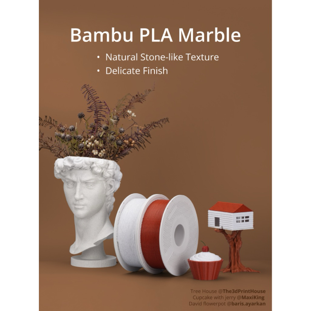Bambu Lab PLA Marble Filament 1kg พร้อมม้วน (Spool) เส้นพลาสติก PLA ลายหินอ่อน สำหรับเครื่องพิมพ์ 3D