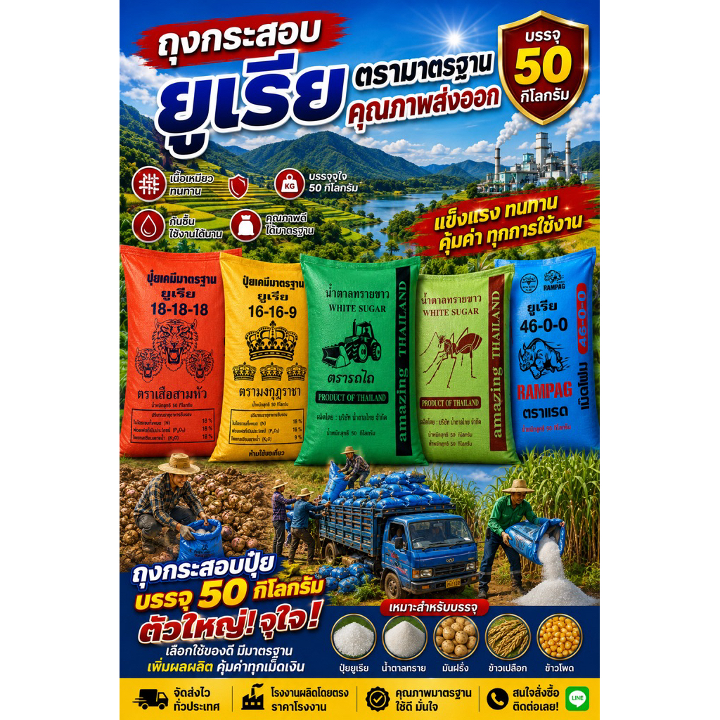 กระสอบ50kgเลือกลายได้แพ็ค100ใบ