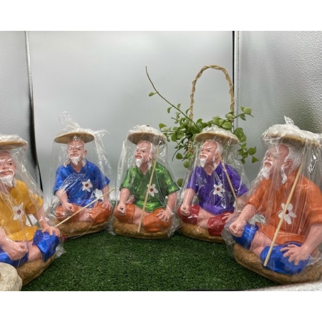 ตุ๊กตาแต่งสวน ตาแป๊ะนั่งตกปลา เรซิน จัดสวน แต่งร้าน รูปที่ 2