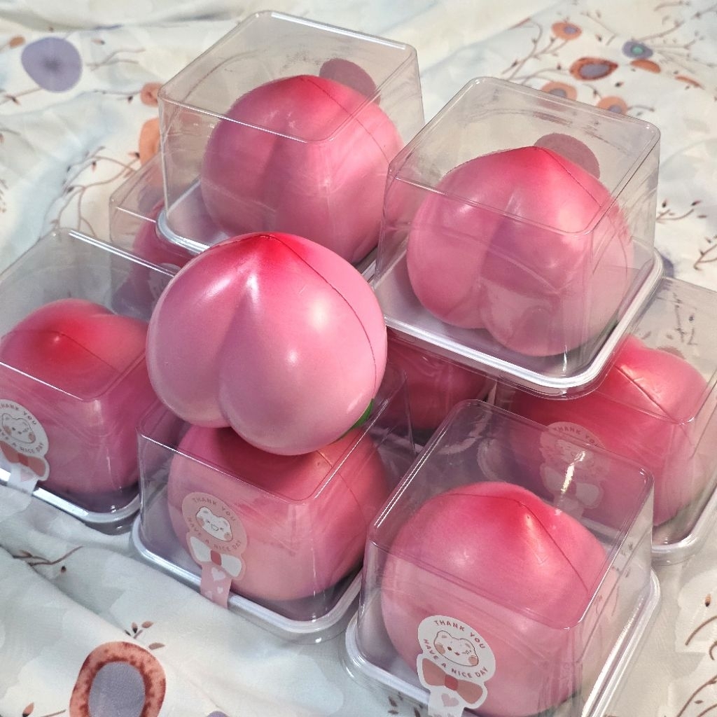 🍑 พร้อมส่ง 🍑 สกุชชี่พีช ของเล่นสกุชชี่ จำลองผลไม้ น่ารัก มีกลิ่นหอม กดแล้วสโลว์คืนตัวช้า