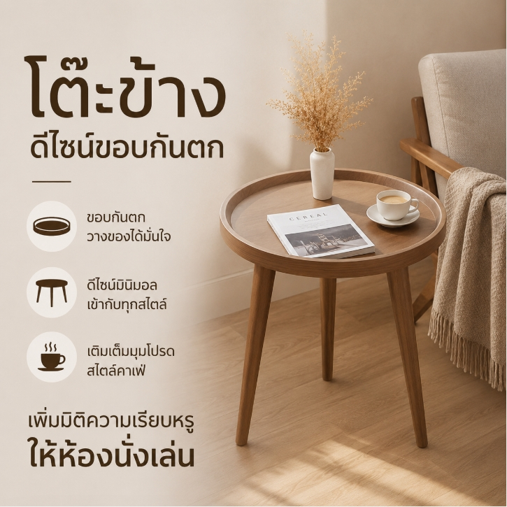 alive โต๊ะข้างดีไซน์ขอบกันตก เพิ่มมิติความเรียบหรูให้ห้องนั่งเล่น เติมเต็มมุมโปรดสไตล์คาเฟ่ รุ่น 2659