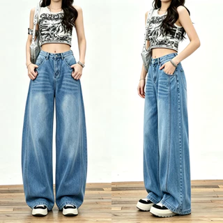 Muddy Barrel Jeans ทรงบาเรล กางเกงยีนส์ สไตล์เกาหลี แนววินเทจ เท้ากว้าง สวยๆเก๋ๆ