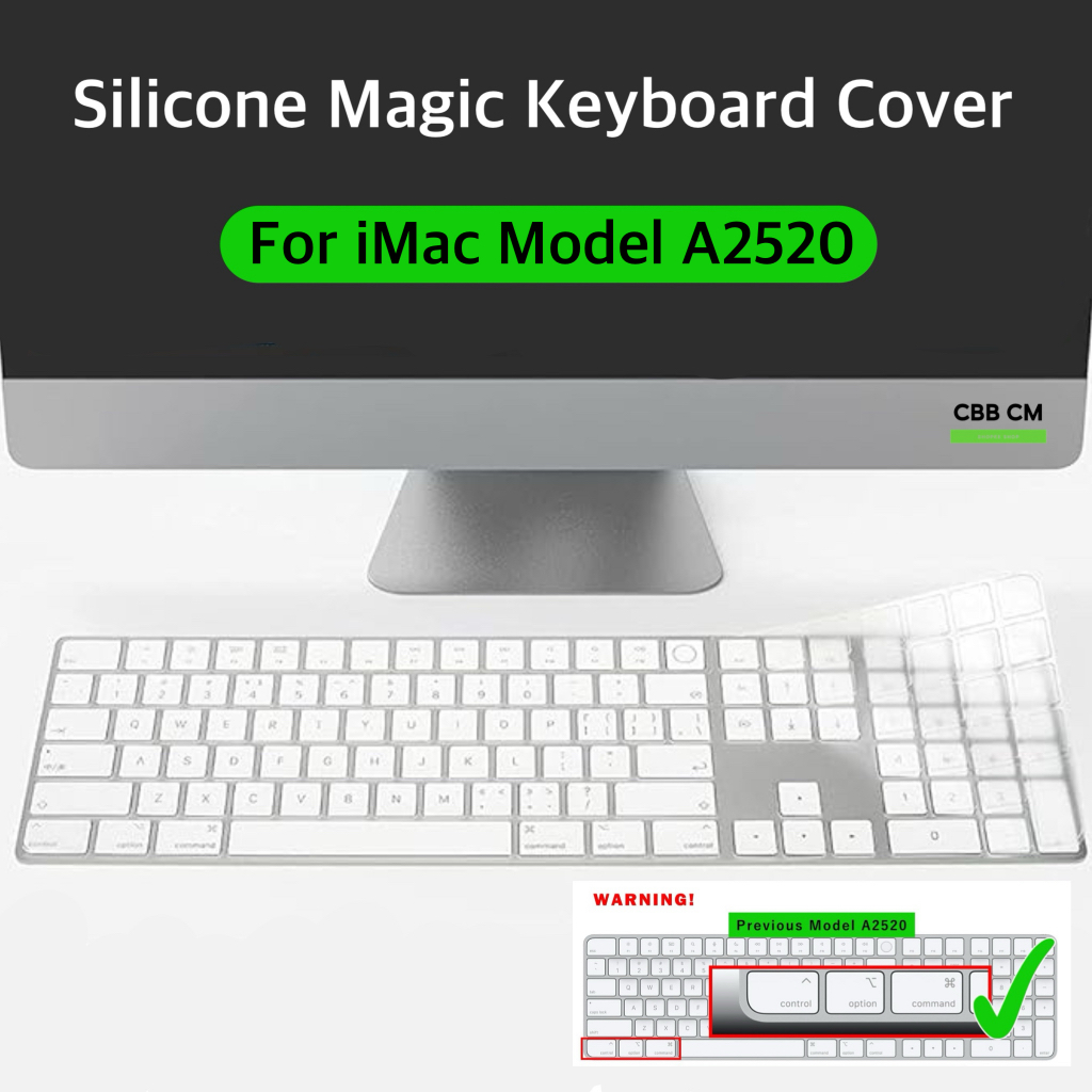 แผ่นคลุมคีย์บอร์ด iMac 24”2021 (A2520)Touch ID And Numeric ใสTPU silicone Keyboard imac 24”