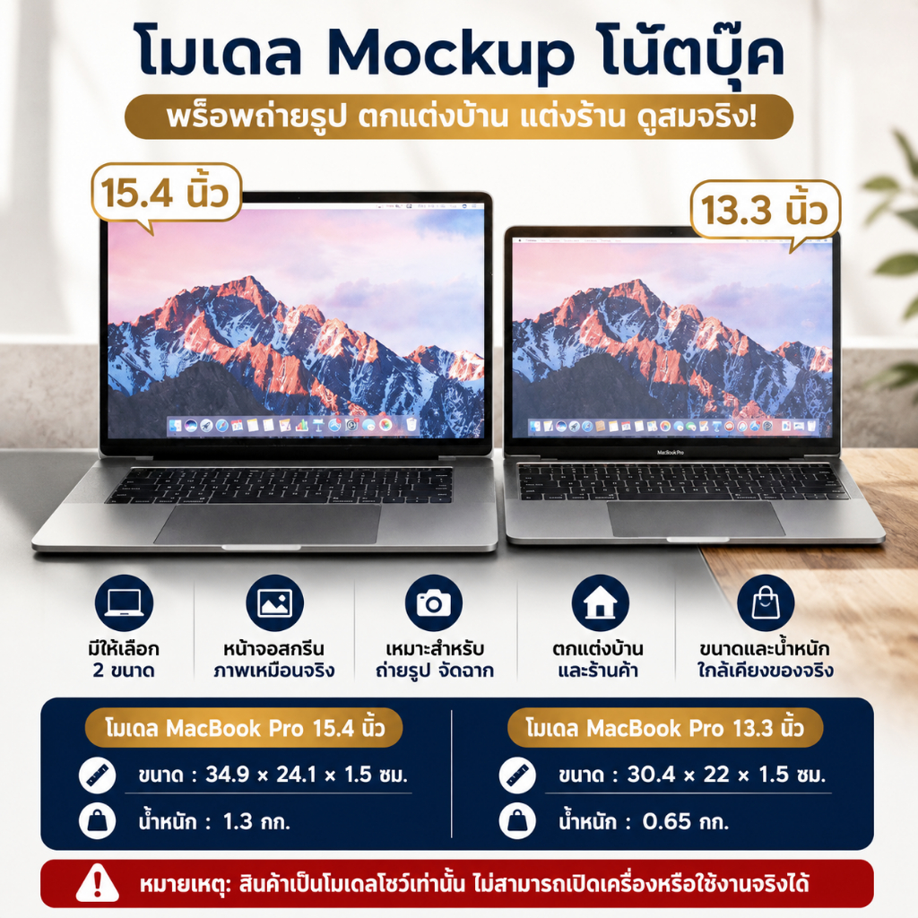 (เอาไว้ตั้งโชว์ เล่นไม่ได้) Mock up โมเดล Notebook โน๊ตบุค ใช้ถ่ายรูป ตกแต่งบ้าน แต่งร้าน