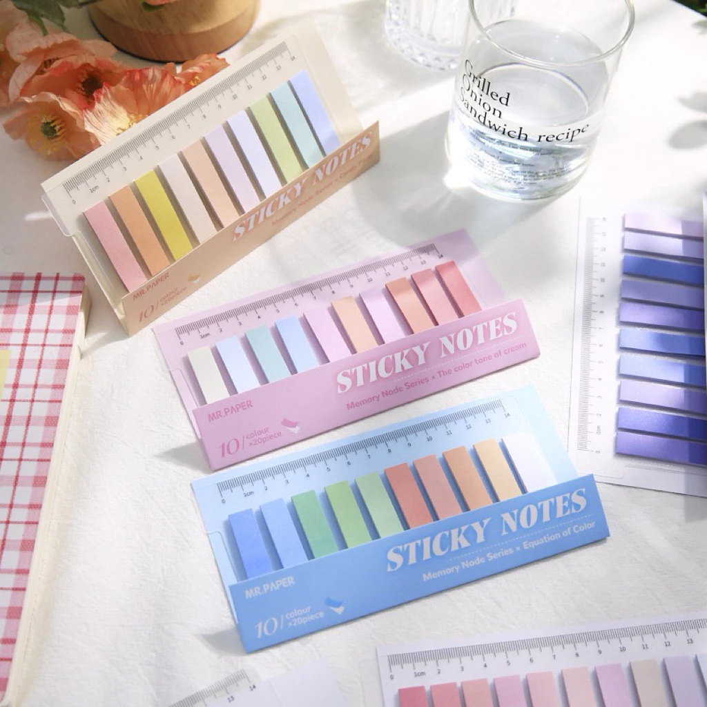 <พร้อมส่ง> โน๊ตกาวแถบ โทนสี กระดาษ ( 200แผ่น ) 15แบบ Sticky Note กระดาษโน๊ตกาว เครื่องเขียน