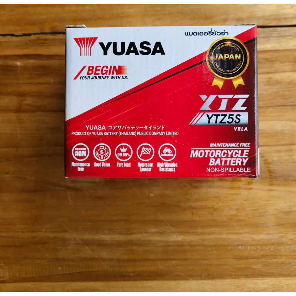 แบตเตอรี่ YUASA YTZ5S 5 แอมป์ แท้ 100% สำหรับมอเตอร์ไซค์