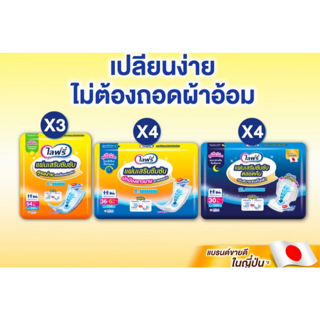 [ห่อ] ไลฟ์รี่ แผ่นเสริมซึมซับ 54 ชิ้น