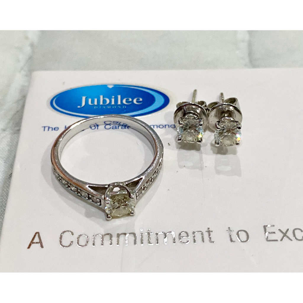 Jubilee ชุดแหวนเพชร+ต่างหูเพชร ทองคำขาว