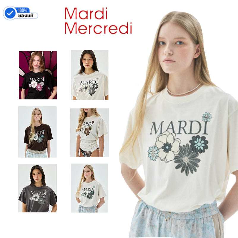 Mardi Mercredi [ACTIF] TSHIRT FLOWER JARDIN 6 สี สวมใส่สบายในชีวิตประจำวัน