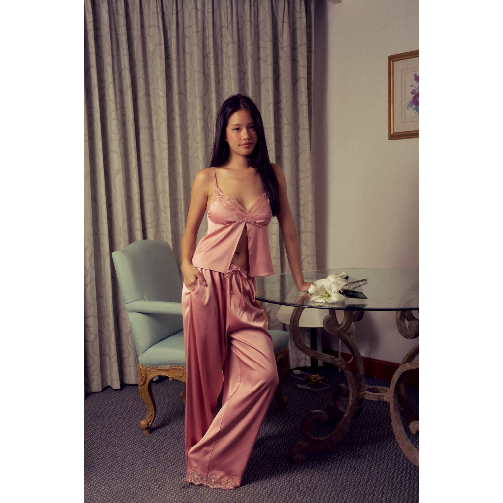 Princesslingerie SATIN CAMISOLE PAJAMAS SET ชุดนอนสายเดี่ยวผ้าซาติน กางเกงขายาว ชุดนอนซาติน