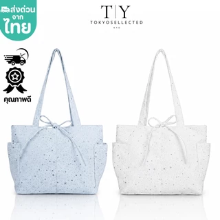 tokyosellected(T2614) กระเป๋าสะพายผ้าสีพื้นลายดาว ผ้าอ๊อกซ์ฟอร์ด
